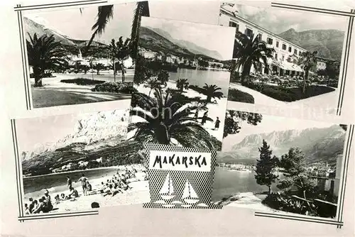AK / Ansichtskarte Makarska Dalmatien Teilansichten Strand Promenade Hotel Restaurant Kat. Kroatien