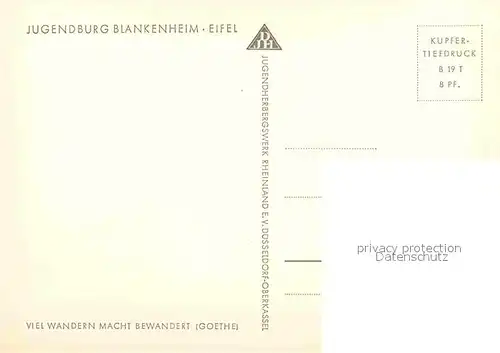 AK / Ansichtskarte Blankenheim Eifel Jugendburg Kupfertiefdruck Kat. Blankenheim