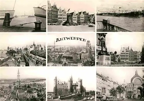 AK / Ansichtskarte Antwerpen Anvers Hafen Hochseedampfer Stadtpanorama Kathedrale Burg Steen Denkmal Kat. 