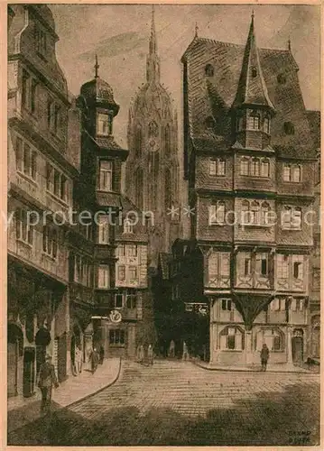 AK / Ansichtskarte Frankfurt Main Altstadt mit Blick auf den Dom Kuenstlerkarte Kat. Frankfurt am Main