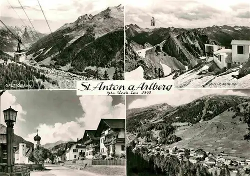 AK / Ansichtskarte St Anton Arlberg Ortsmotiv mit Kirche Galzigbahn Bergbahn Vallugabahn Alpenpanorama Kat. St. Anton am Arlberg