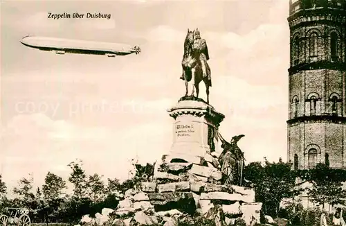 AK / Ansichtskarte Zeppelin Duisburg Wilhelm I. Denkmal  Kat. Flug