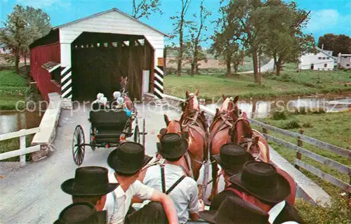 AK / Ansichtskarte Pferdekutschen Hitch Belgian Horses Amish  Kat. Tiere