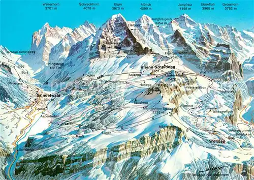 AK / Ansichtskarte Jungfrau BE Panoramakarte Jungfraugebiet Kat. Jungfrau