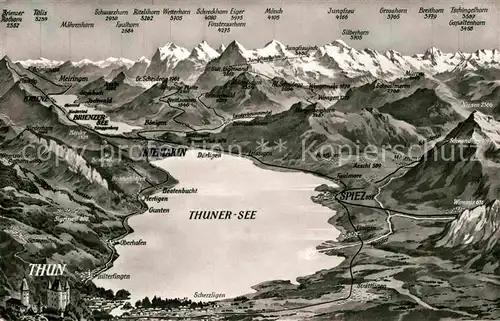 AK / Ansichtskarte Thun BE Thuner See und Umgebung Alpenpanorama aus der Vogelperspektive Kat. Thun
