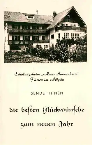 AK / Ansichtskarte Fuessen Allgaeu Erholungsheim Haus Sonnenschein Kat. Fuessen