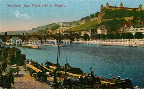 AK / Ansichtskarte Wuerzburg Alte Mainbruecke Festung Kat. Wuerzburg