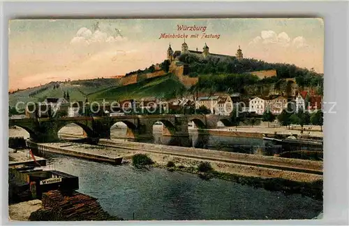 AK / Ansichtskarte Wuerzburg Mainbruecke Festung Kat. Wuerzburg