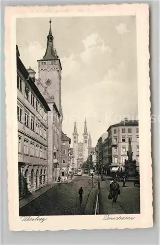 AK / Ansichtskarte Wuerzburg Domstrasse Vierroehrenbrunnen Kat. Wuerzburg