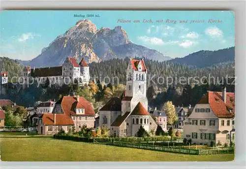 AK / Ansichtskarte Fuessen Allgaeu Burg Protestantische Kirche Kat. Fuessen