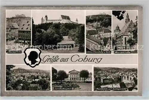 AK / Ansichtskarte Coburg Marktplatz Veste Coburg Schloss Ehrenburg Morizkirche Landestheater Amtsgericht Kat. Coburg