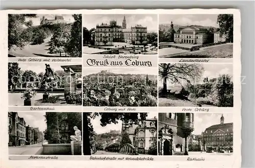 AK / Ansichtskarte Coburg Veste Coburg Schloss Ehrenburg Landestheater Gartenschau Panorama Mohrenstr Bahnhofstr Hohenlohebruecke Rathaus Kat. Coburg