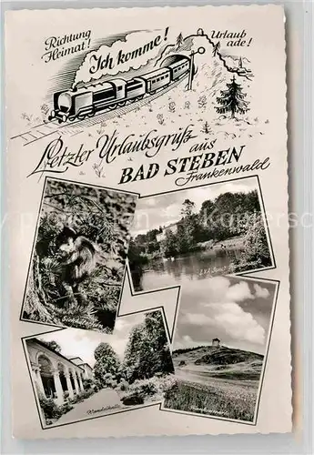 AK / Ansichtskarte Bad Steben Eichkaetzchen Wandelhalle Sanatorium Frankenwarte Kat. Bad Steben