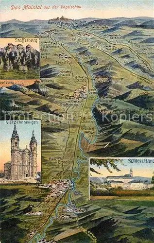 AK / Ansichtskarte Staffelstein Landkarte Schloss Staffelberg Kat. Bad Staffelstein