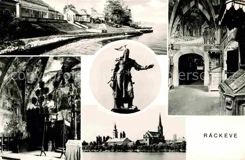 AK / Ansichtskarte Rackeve Haeuserpartie an der Donau Schloss Innenansichten Statue Denkmal Kirche