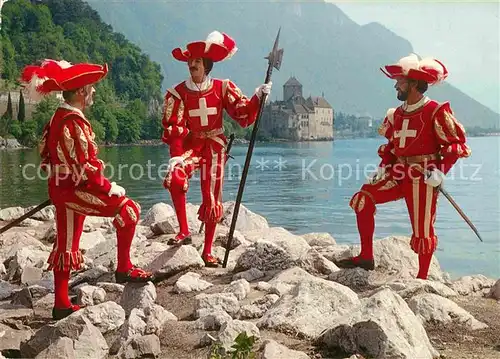 AK / Ansichtskarte Leibgarde Wache Schweiz Landesknechte Schloss Chillon Fete des Vignerons Vevey  Kat. Polizei