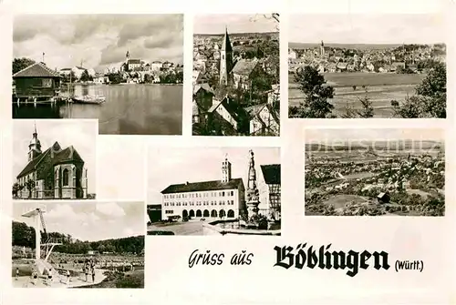 AK / Ansichtskarte Boeblingen Teilansichten Kirche Brunnen Freibad Kat. Boeblingen