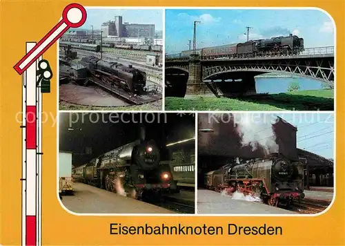 AK / Ansichtskarte Lokomotive Eisenbahnknoten Dresden Bahnbetriebswerk Hauptbahnhof  Kat. Eisenbahn