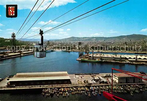 AK / Ansichtskarte Seilbahn Barcelona Puerto desde la Torre de San Sebastian  Kat. Bahnen