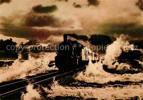 AK / Ansichtskarte Lokomotive Hindenburgdamm Sylt  Kat. Eisenbahn