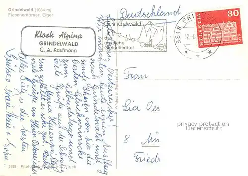 AK / Ansichtskarte Grindelwald mit Fiescherhoerner Eiger Kat. Grindelwald