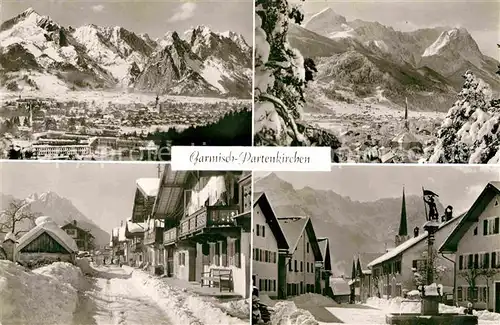AK / Ansichtskarte Garmisch Partenkirchen Ortspartie im Winter Kat. Garmisch Partenkirchen