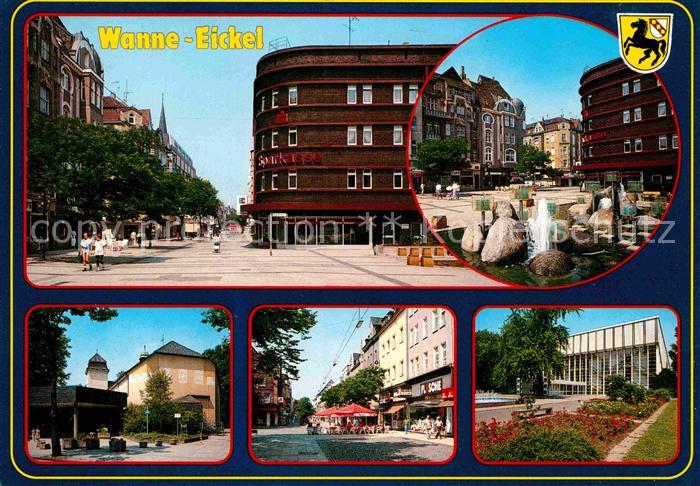 Ak Ansichtskarte Wanne Eickel Innenstadt Fussgaengerzone Brunnen