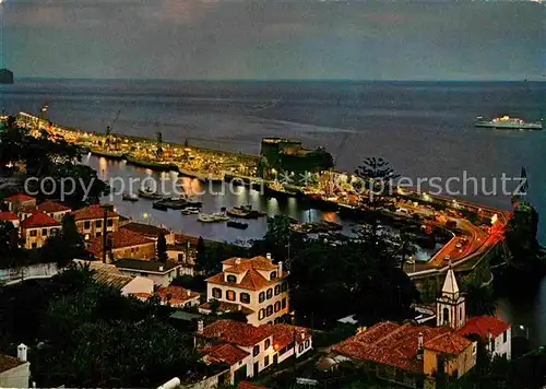AK / Ansichtskarte Funchal Vista do porto Hafen Nachtaufnahme Kat. Funchal
