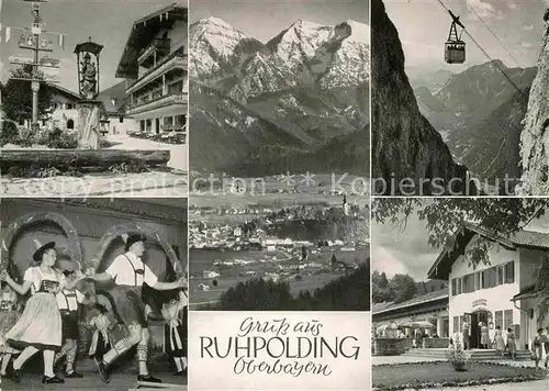 AK / Ansichtskarte Ruhpolding Bergbahn Trachten Panorama Sonntagshorn Rauschberg Kat. Ruhpolding