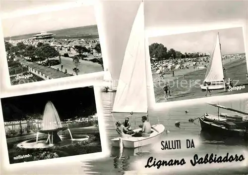 AK / Ansichtskarte Lignano Sabbiadoro Strand Nachtaufnahme Brunnen Segelboote Kat. Lignano