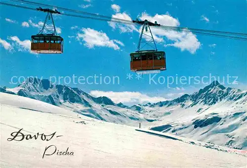 AK / Ansichtskarte Seilbahn Pischa Davos Flueela Weisshorn Flueela Schwarzhorn  Kat. Bahnen