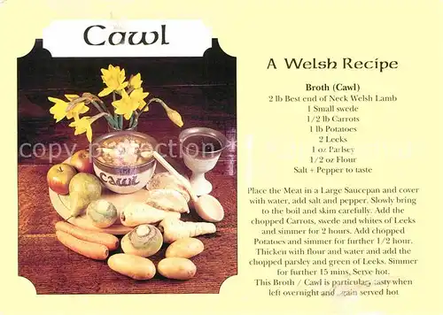 AK / Ansichtskarte Lebensmittel Cawl Welsh Recipe  Kat. Lebensmittel