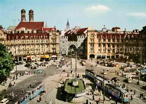 AK / Ansichtskarte Strassenbahn Muenchen Karlsplatz  Kat. Strassenbahn