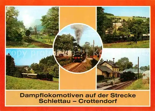 AK / Ansichtskarte Lokomotive Dampflokomotiven Schlettau Crottendorf Bahnhof Walthersdorf  Kat. Eisenbahn