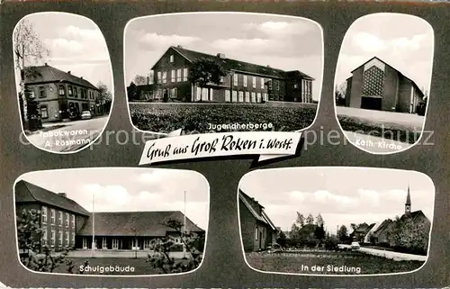 AK / Ansichtskarte Gross Reken Tabakwaren Roesmann Jugendherberge Kath Kirche Schule Siedlung Kat. Reken