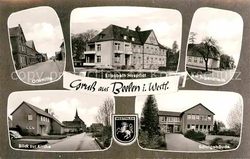 AK / Ansichtskarte Beelen Ortsmotiv Elisabeth Hospital Jugendheim Kirche Schule Kat. Beelen