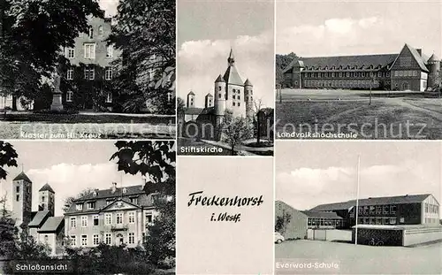 AK / Ansichtskarte Freckenhorst Kloster zum Hl Kreuz Stiftskirche Landvolkshochschule Schloss Everword Schule Kat. Warendorf