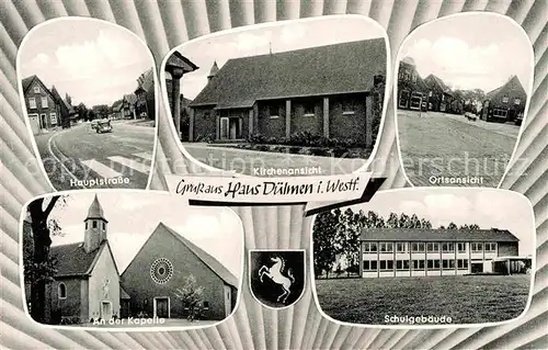 AK / Ansichtskarte Duelmen Hauptstr Kirche Ortsblick Kapelle Schule Kat. Duelmen