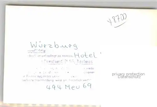 AK / Ansichtskarte Wuerzburg Hotel Steinhang  Kat. Wuerzburg