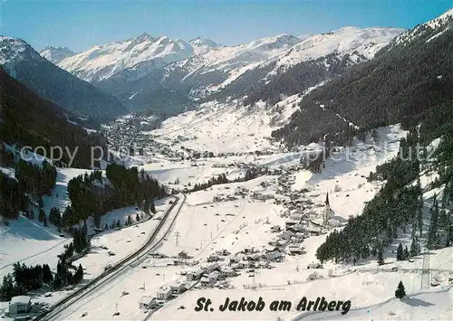 AK / Ansichtskarte St Jakob Arlberg Winterpanorama Alpen mit St Anton und Kaltenberg Fliegeraufnahme  Kat. St. Anton am Arlberg