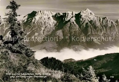 AK / Ansichtskarte Schoenleitenhuette Alpenpanorama Blick gegen Leoganger Steinberge Nebelmeer