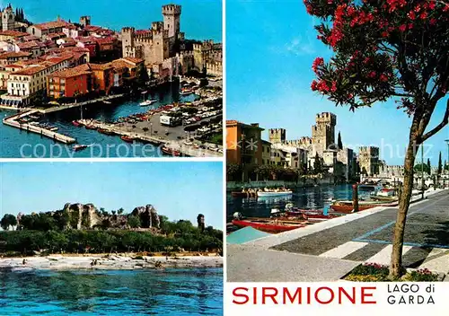 AK / Ansichtskarte Sirmione Lago di Garda Hafen Schloss Strand Kat. Italien