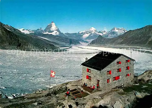 AK / Ansichtskarte Zermatt VS Monte Rosa Huette Gletscher Matterhorn Dent Blanche Obergabelhorn Walliser Alpen Kat. Zermatt