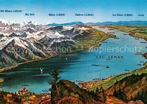 AK / Ansichtskarte Genfersee Lac Leman Panorama mit Alpen Kat. Genf