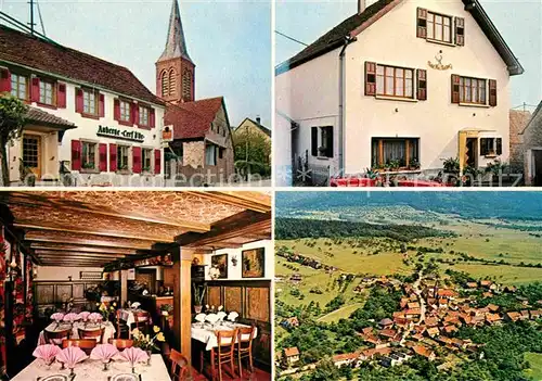 AK / Ansichtskarte Dimbsthal Hotel Restaurant Au Cerf d Or Kirchturm Fliegeraufnahme Kat. Dimbsthal