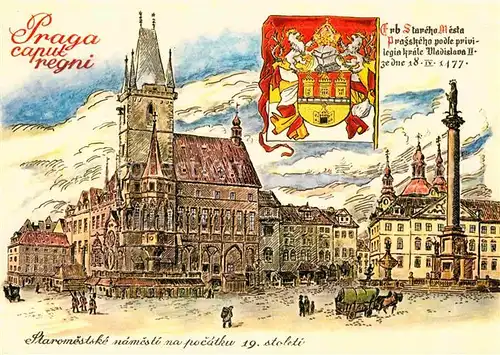 AK / Ansichtskarte Praha Prahy Prague Staromestske namesti na pocatku 19. stoleti Altstaetter Ring Kuenstlerkarte Kat. Praha