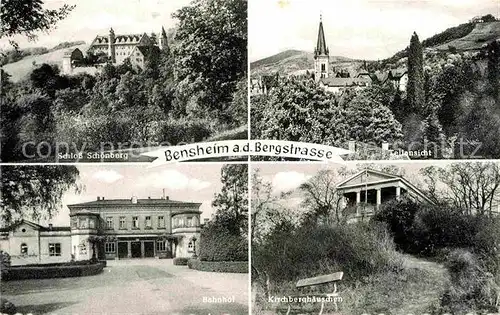 AK / Ansichtskarte Bensheim Bergstrasse Schloss Schoenberg Bahnhof Kirchberghaeuschen Kat. Bensheim