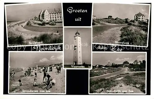 AK / Ansichtskarte Noordwijk aan Zee  Leuchtturm Boulevard Strand Teilansicht  Kat. Noordwijk