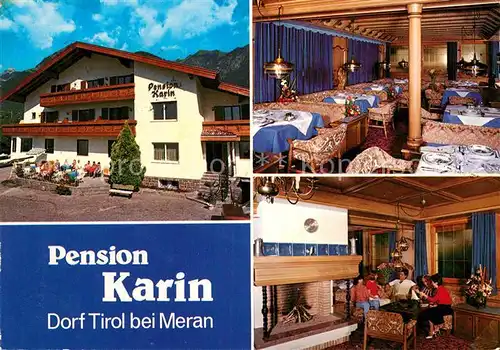 AK / Ansichtskarte Dorf Tirol Pension Karin Gastraum Kaminzimmer Kat. Tirolo