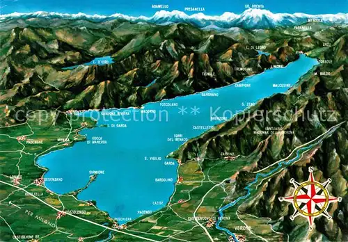 AK / Ansichtskarte Gardasee Lago di Garda und Umgebung mit Alpen aus der Vogelperspektive Kat. Italien
